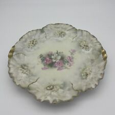 🧩RS TWO HANDLED CAKE PLATE FLOWERS RETICULATED BORDERS Rs PRUSSIA picture