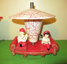 1950’s Mid Century Vintage Asian Fiberglass & Ceramic TV Sofa Lamp-Red-Works picture