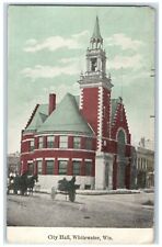 1911 Exterior View City Hall Building Whitewater Wisconsin WI Vintage Postcard picture