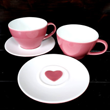 Pair of Pink Starbucks Valentine Heart Coffee Mug Tea Cup & Saucer  Sweethearts picture