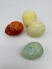 Vintage Alabaster Colored Marble Granite Stone Easter Eggs - Lot of 4 picture
