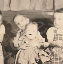 Vintage 1940s Siblings Kids Little Girl Down Syndrome Photo picture