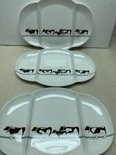 3 Vintage Holstein Cow Platters Oneida 1987 Farm Country Serveware 15x10 Divided picture