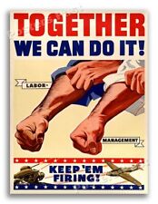 “Together We Can Do It” 1942 Vintage Style World War 2 Poster - 24x32 picture