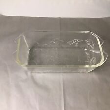 VTG 1940s McKee Sears Roebuck Glass Loaf Baking Dish Etched Flowers MCM picture