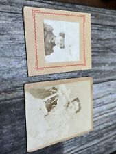 VINTAGE 1860'S-1880'S CABINET PHOTOS LOT of 2 Hat W/feather & Leaning Chair picture