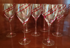 PIER 1 VINTAGE HAND BLOWN DOUBLE RED SWIRL WINE GLASSES - SET OF (7) picture