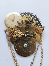 Steampunk Victorian Watch Part Brooch Pin Jewelry Sci-fi Artist Signed JJ picture