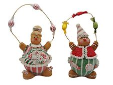 Vintage Gingerbread Christmas Holiday Figurines Polystyrene Candy Glitter Sugar picture