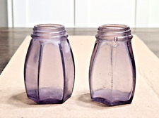 Early 1900s Antique Sun Colored Purple Amethyst Salt and Pepper Shakers picture