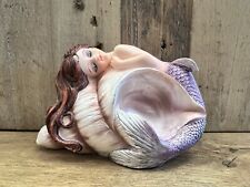 Mermaid On Seashell Resin Figurine 4.5