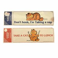 Lot Of 2 Vintage Garfield Bumper Stickers. Taking A Nap & Take A Cat To Lunch picture