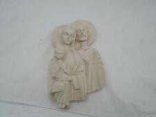 Vintage Mary Joseph Jesus Plaster Holy Family Relief Wall Sculpture Catholic 8.5 picture