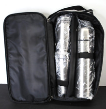 NEW RARE COLLECTIBLE IBM STAINLESS TRAVEL SET (THERMOS, TWO TRAVEL CUPS & CASE) picture