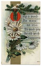 CHRISTMAS daisy pine bough cone c1910 embossed Ligonier IN postcard picture