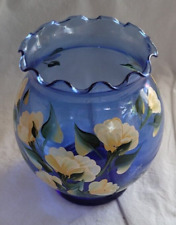 Round Blue Grass Vase Hand Painted picture