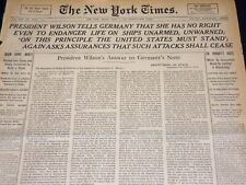 1915 JUNE 11 NEW YORK TIMES - WILSON TELLS GERMANY NO RIGHT TO ENDANGER- NT 7699 picture
