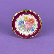 Vintage Limoges Miniature Mini Porcelain Gold Trim Floral Plate 1 7/8” picture