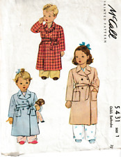 Vintage McCall Pattern 5431 c1943 Adorable Unisex Child's Robe Size 1 picture