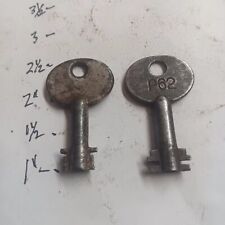 2 Antique Double Bit Open Barrel Trunk Keys. Unbranded. 1 With 