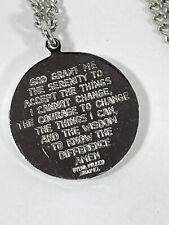 Sterling Serenity Prayer Signed Chapel Men’s Necklace Silver Prayer Hands picture