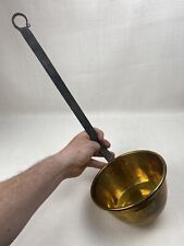 Vintage Large Brass Ladle With Hand Forged Steel Handle. 6”x 3” Ladle. 18” Long picture
