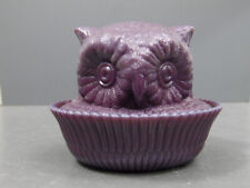 NMGCS NATIONAL MILK GLASS COLLECTORS SOCIETY PURPLE OWL ON NEST COVERED DISH picture
