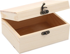 Unfinished Wooden Box with Hinged Lid for Crafts DIY Storage Jewelry Pine Box picture
