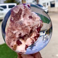 1.15LB Rare beautiful acrylic wrapped cinnabar sphere quartz crystal treatment picture