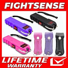 FIGHTSENSE Heavy Duty StunGun with LED FLASHLIGHT &Pepper Spray for Self Defense picture