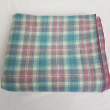 Vintage Woolrich Pink Blue Tartan Plaid 100% Wool Blanket USA*52x66 WARM STYLE picture