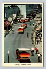 Mackinac Island MI-Michigan, Surreys along Streets, Vintage Souvenir Postcard picture