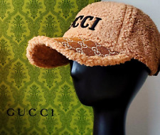 Gucci GG Denim Canvas Monogram Jacquard Baseball Cap Hat Brown Sherpa. picture