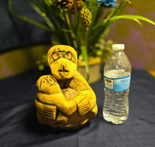VINTAGE 1970's Hand Carved Coconut Monkey & Baby, Tiki Bar picture