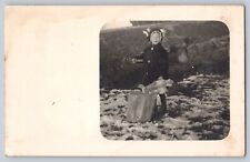 Postcard RPPC Young Farm Girl With Mallet About To Kill Bird First Kill 1904 picture