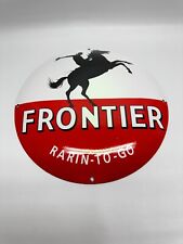 Frontier Gasoline Motor Oil Vintage Style Porcelain Enamel Retro Sign - Convex picture