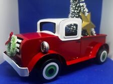 Vintage Wondershop Red Metal Christmas Truck Tree Wreath Figurine picture