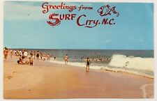 Vintage Surf City, NC Beach Scene Postcard picture
