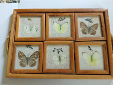 Vintage Bamboo Butterfly Tray and Coaster Set picture