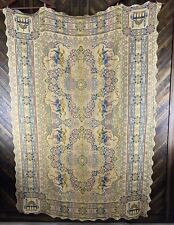 Vintage Moroccan Tapestry-like Tablecloth Equestrian Floral Design Has Wear Read picture