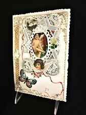 Antique Victorian Valentine Card, Lace Paper, Scrap & Poem Inside 1850-1899 picture
