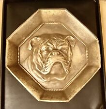 Antique / Vtg Red Bronze BULLDOG dog Tray Card receiver 6” x 6.5”  1 lb 8 oz picture