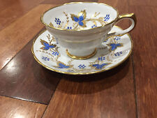 Vtg Jackson & Gosling Grosvenor Porcelain Cup & Saucer w Blue & Gold Floral Dec. picture