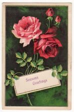 Seasons Greetings c1909 Pink and Red Roses picture