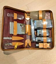 VTG Travel Grooming Kit Cowhide Leather Top Grain SD Toiletry USA Made picture