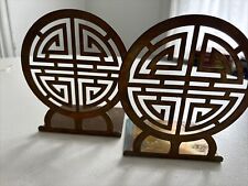 Pair Of Vintage Solid Brass Bookends 6” Asian Home Decor picture