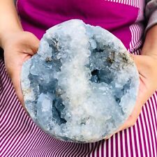 6.77LB Natural Beautiful Blue Celestite Crystal Geode Cave Mineral Specimen picture