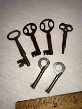 6 Antique Keys (Skeleton Keys) Barrel & Solid. Various Shapes & Sizes picture