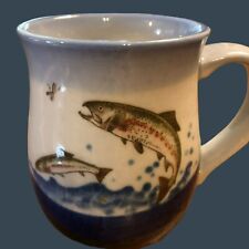 Vtg OTAGIRI Mug Trout Fish Hand Painted Stoneware picture