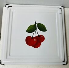 RARE Vintage DCC Pat Olson Ceramic Red Cherries Trivet 8” SE2 picture
